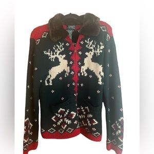 Vintage Lauren sweater with faux fur collar